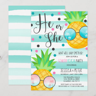 Ananas Geslacht Onthulling Uitnodiging Hawaiian On