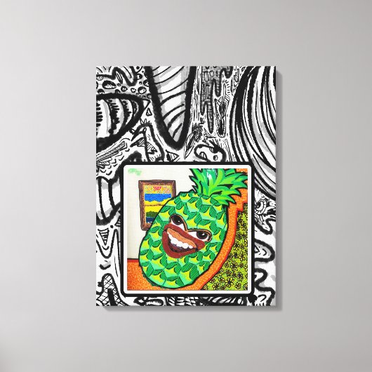 Ananas gezicht in therapie, canvas afdruk (Voorkant)