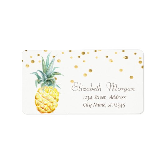 Ananas Gold Foil Confetti Etiket (Voorkant)