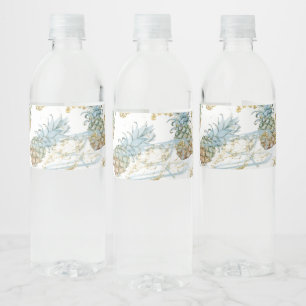 Ananas Gold Glitter Sparkle Verjaardagsfeest Waterfles Etiket