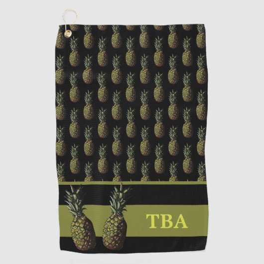 ananas Golf Towel - Gepersonaliseerd monogram Golfhanddoek (Voorkant)