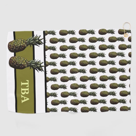 ananas Golf Towel - Gepersonaliseerd monogram Golfhanddoek (Horizontaal)