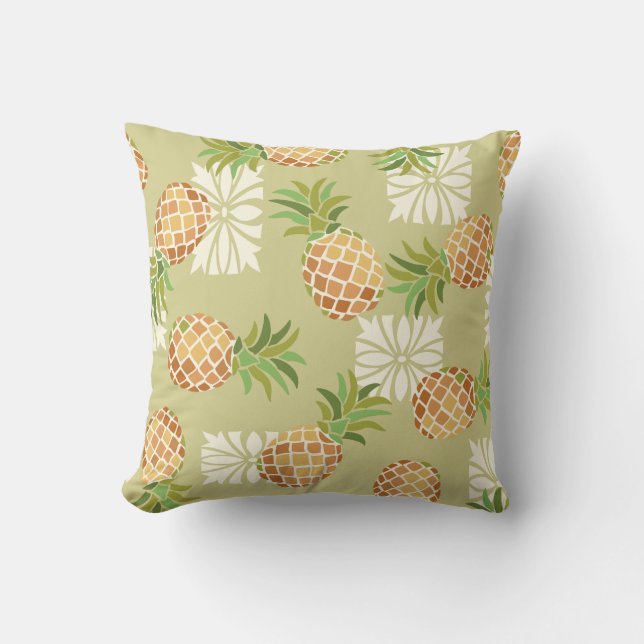 Ananas gooien geel groen kussen (Voorkant)