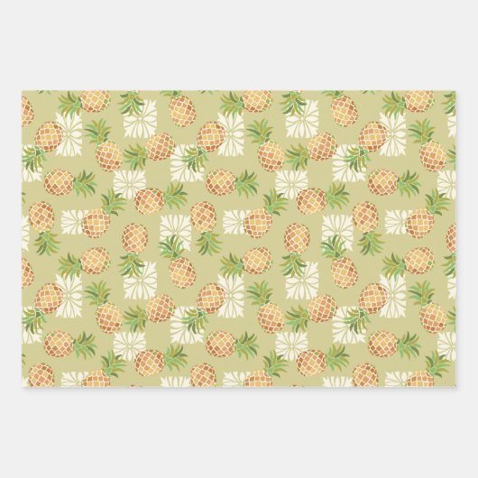 Ananas gooien in Sinaasappel, blauw en groen Inpakpapier Vel (Voorkant 2)