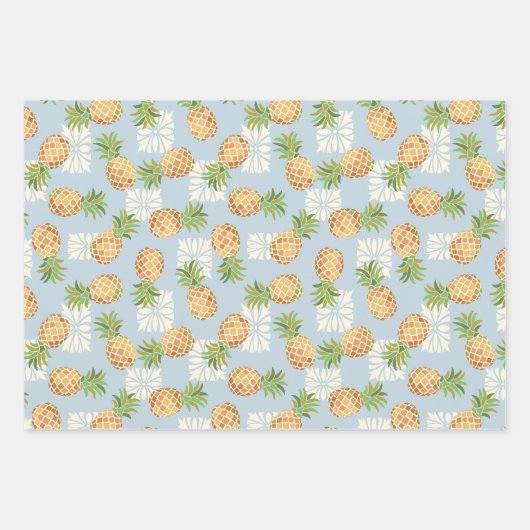 Ananas gooien in Sinaasappel, blauw en groen Inpakpapier Vel (Voorkant)