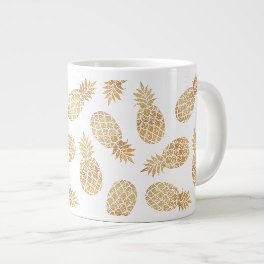 ananas GOUD ANANAS CHIQUE GLAMOUR Grote Koffiekop (Voorkant rechts)