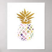 Ananas - goud - bloem poster (Voorkant)