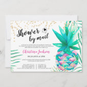 Ananas gouden glitter waterverf douche per post kaart (Voorkant)