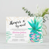Ananas gouden glitter waterverf douche per post kaart (Staand voorkant)