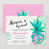 Ananas gouden glitter waterverf douche per post kaart (Voorkant / Achterkant)