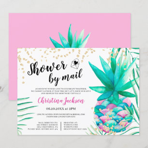 Ananas gouden glitter waterverf douche per post kaart