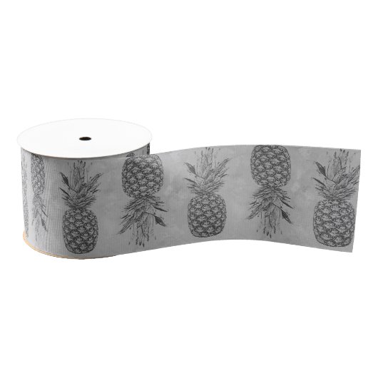 Ananas Gray Ribbon Grosgrain Lint (Spoel)