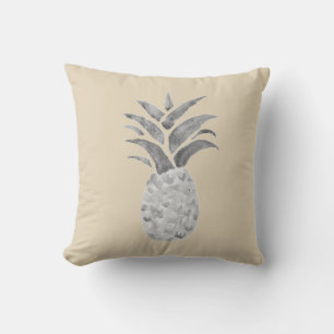 Ananas grijs koloniale Waterverf schilderij kussen