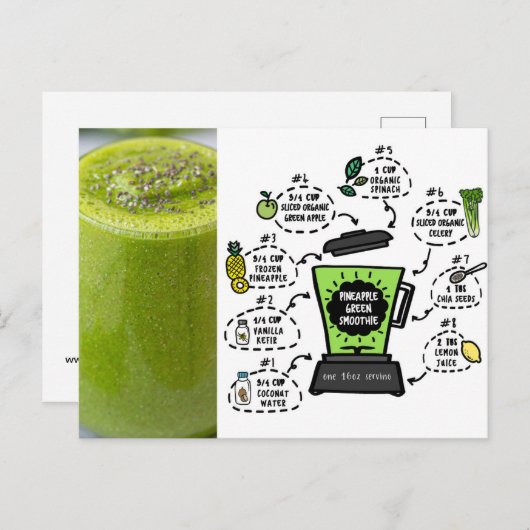 Ananas Groen Smoothie Recept Briefkaart (Voorkant / Achterkant)