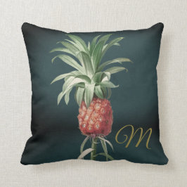Ananas Groen Tropisch Elegant Monogram Kussen