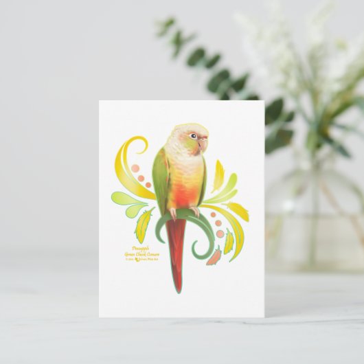 Ananas Groene Kaas Conure Briefkaart (Staand voorkant)