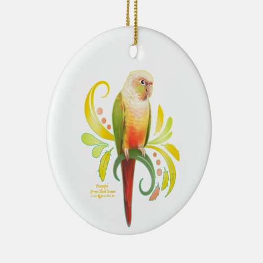 Ananas Groene Kaas Conure Keramisch Ornament (Rechts)