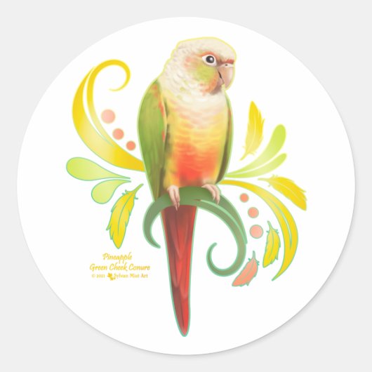 Ananas Groene Kaas Conure Ronde Sticker (Voorkant)