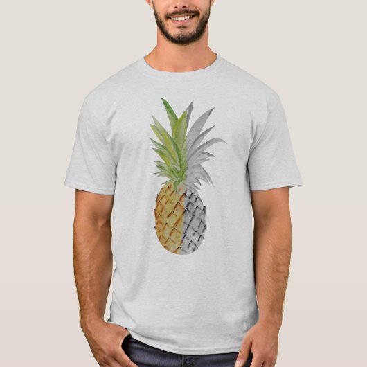 Ananas Half en Half Zwart Wit Kleur Uniek T-shirt (Voorkant)