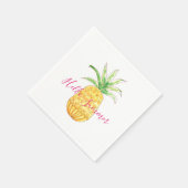 Ananas Hallo Summer Yellow Pink Waterverf Servet (Hoek)