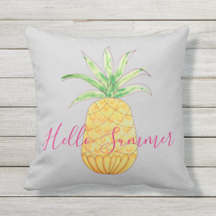 Ananas Hallo zomergrijze Waterverf Buitenkussen