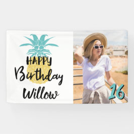 Ananas Happy Birthday Luau Feest, Elke Leeftijd Spandoek