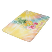 Ananas,Hibiscus Aquarel Regenboog Tie Dye Badmat (Gekanteld)
