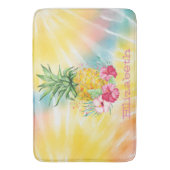 Ananas,Hibiscus Aquarel Regenboog Tie Dye Badmat (Voorkant Verticaal)