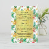 Ananas & Hibiscus Bestemming Verlovingsfeest Kaart (Staand voorkant)
