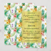 Ananas & Hibiscus Bestemming Verlovingsfeest Kaart (Voorkant / Achterkant)