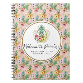 Ananas & Hibiscus Bloemen Waterverf Tropisch Notitieboek