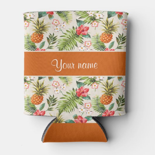 Ananas Hibiscus en Palmschijfjes Blikjeskoeler (Voorkant)