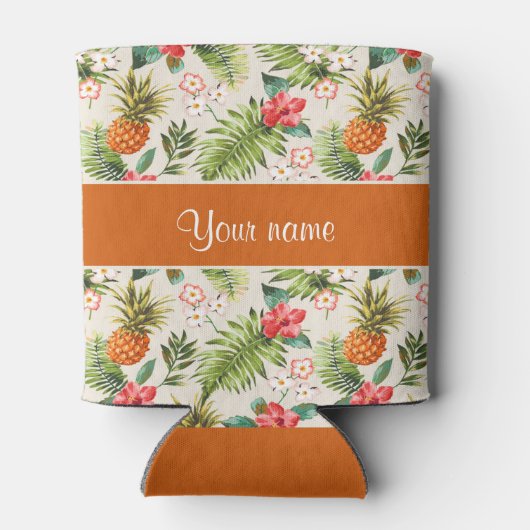 Ananas Hibiscus en Palmschijfjes Blikjeskoeler (Achterkant)