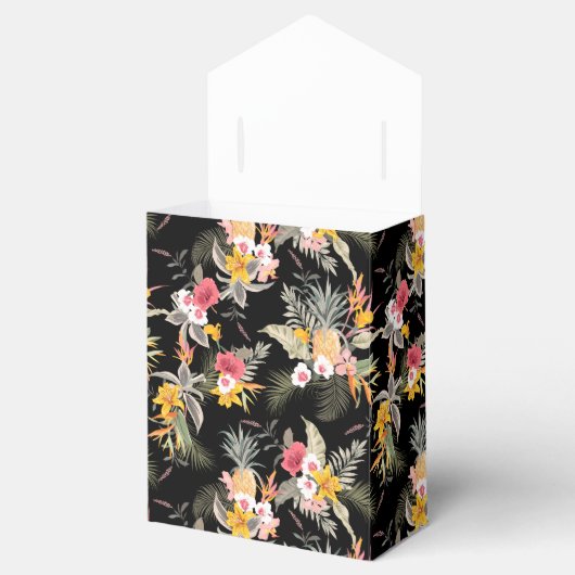 Ananas Hibiscus Flowers op Black Tent Bedankdoosjes (Geopend)