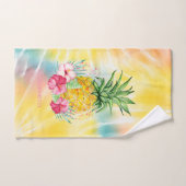 Ananas, Hibiscus Waterverf Rainbow Tie Dye Bad Handdoek (Handdoek)