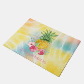 Ananas, Hibiscus Waterverf Rainbow Tie Dye Deurmat (Schuin)