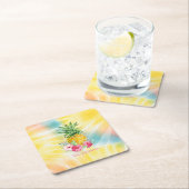 Ananas, Hibiscus Waterverf Rainbow Tie Dye Kartonnen Onderzetters (Insitu)