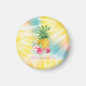 Ananas, Hibiscus Waterverf Rainbow Tie Dye Magneet (Voorkant)