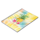 Ananas, Hibiscus Waterverf Rainbow Tie Dye Notitieboek (Linkerzijde)
