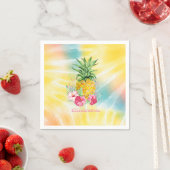 Ananas, Hibiscus Waterverf Rainbow Tie Dye Servet (Insitu)
