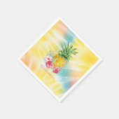 Ananas, Hibiscus Waterverf Rainbow Tie Dye Servet (Hoek)