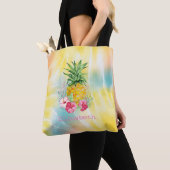 Ananas, Hibiscus Waterverf Rainbow Tie Dye Tote Bag (Dichtbij)