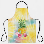 Ananas,Hibiscus Waterverf Regenboog Tie Dye Schort (Voorkant)