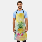 Ananas,Hibiscus Waterverf Regenboog Tie Dye Schort (Gedragen)