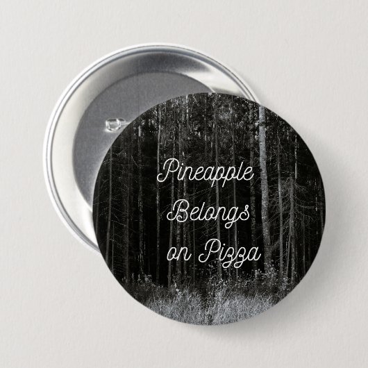 Ananas hoort bij pizza ronde button 7,6 cm (Voorkant /achterkant)
