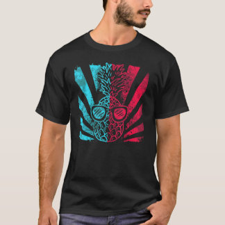 ananas in een synthesizer van het techno-kleurenfe t-shirt