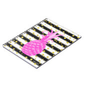 Ananas in Hot Pink met strepen en gouden Stippen Notitieboek (Linkerzijde)
