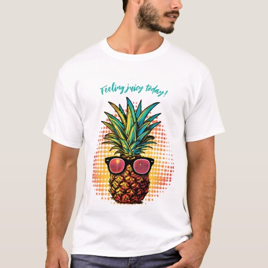 Ananas in sportieve zwarte zonnebril t-shirt (Voorkant)