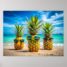 Ananas in stijlvolle zonnebril poster