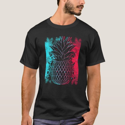 Ananas In Techno Kleur Festival Synthesizer Wit T-shirt (Voorkant)